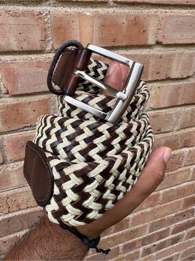Men Brown and Cream Men’s Braided Belt